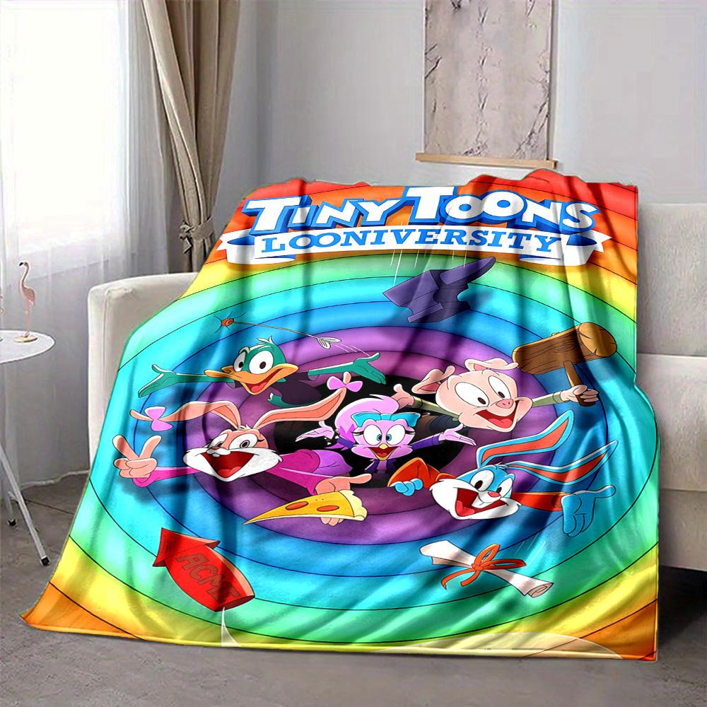 

1pc Tiny Toon Adventures Flannel Throw Blanket Lightweight Soft Warm All Season Blanket for Sofa, Bed, Travel,L1029007 80x120cm