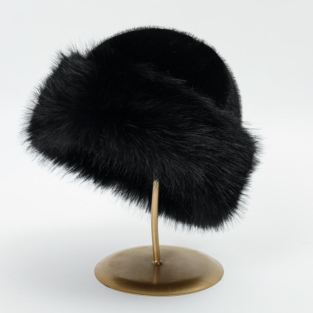 New Fluffy Fur Bucket Hat Warm Women'S Winter Hat Plush Fisherman Hat Thicken Cold Snowy Day Panama Cap Outdoor Snow Activity