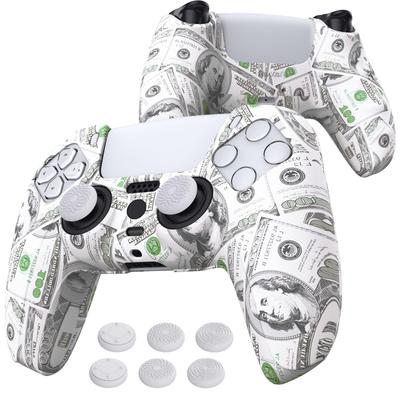 Capa com Padrão Série Pure PlayVital para Controlador PS5 Capa de Silicone Pele de Borracha Macia Protetora para Inclui Tampa do Analógico Controlador, Antiderrapante