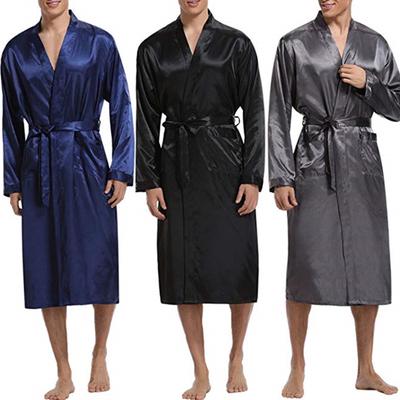 mens black satin robe