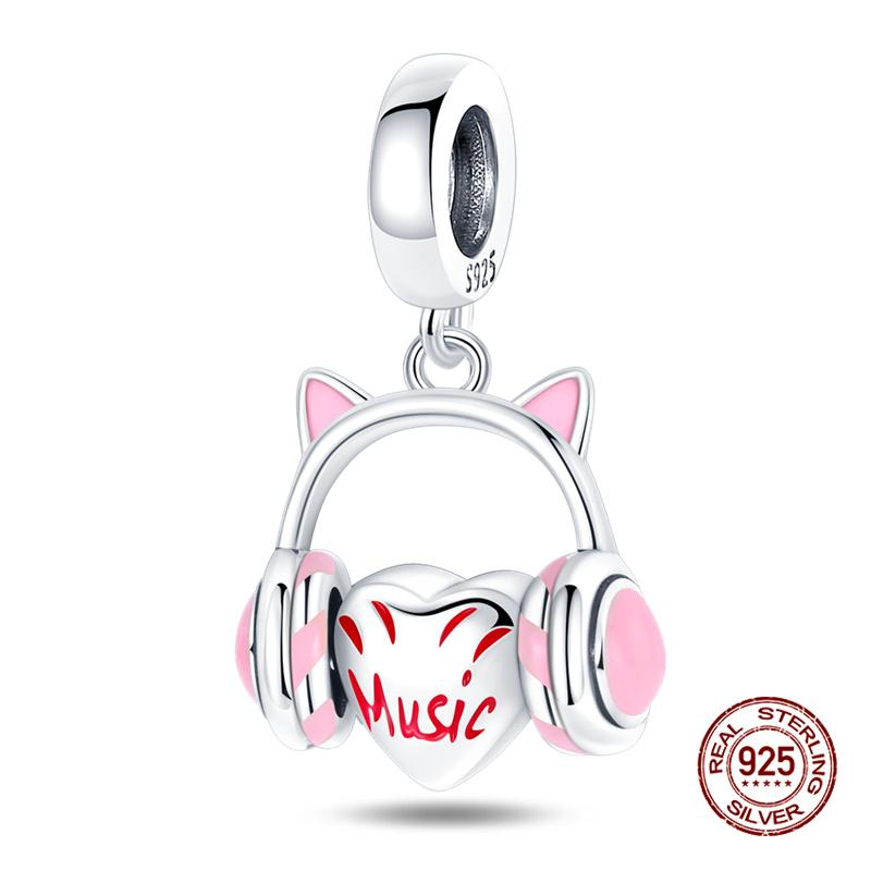 

New In Headphones Series & Headphones White Two-Piece Charms Beads Fit 3Mm Original Bracelet Women Copper Fine Jewelry Gifts