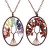Handmade Tree of Life Necklace with Wire-Wrapped Crushed Stone Crystal Beads