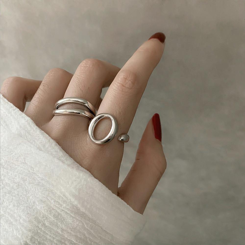 Chic Korean Style 925 Silver Adjustable Ring For Women Unique Accessory Fashionable