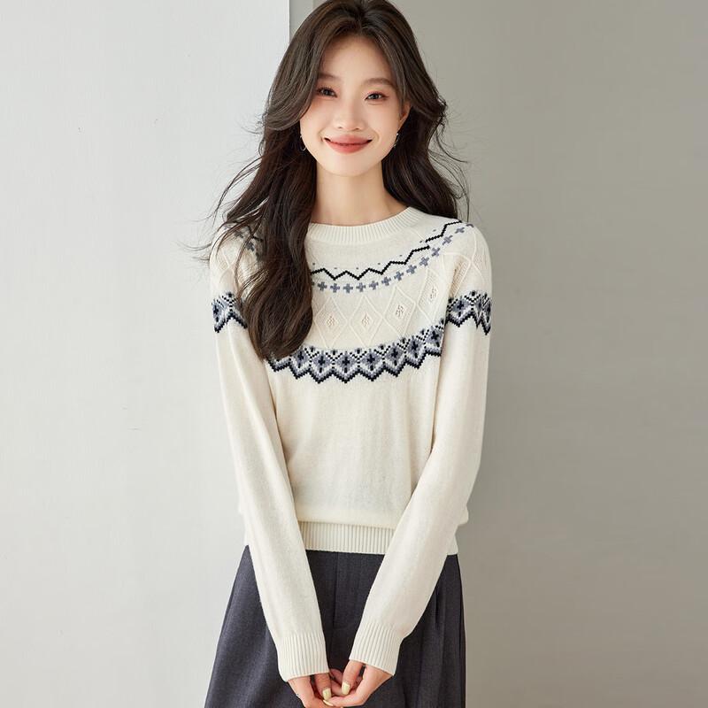 

Женский свитер Srcr из 100% шерсти, жаккардовый узор Фэр-Айл M