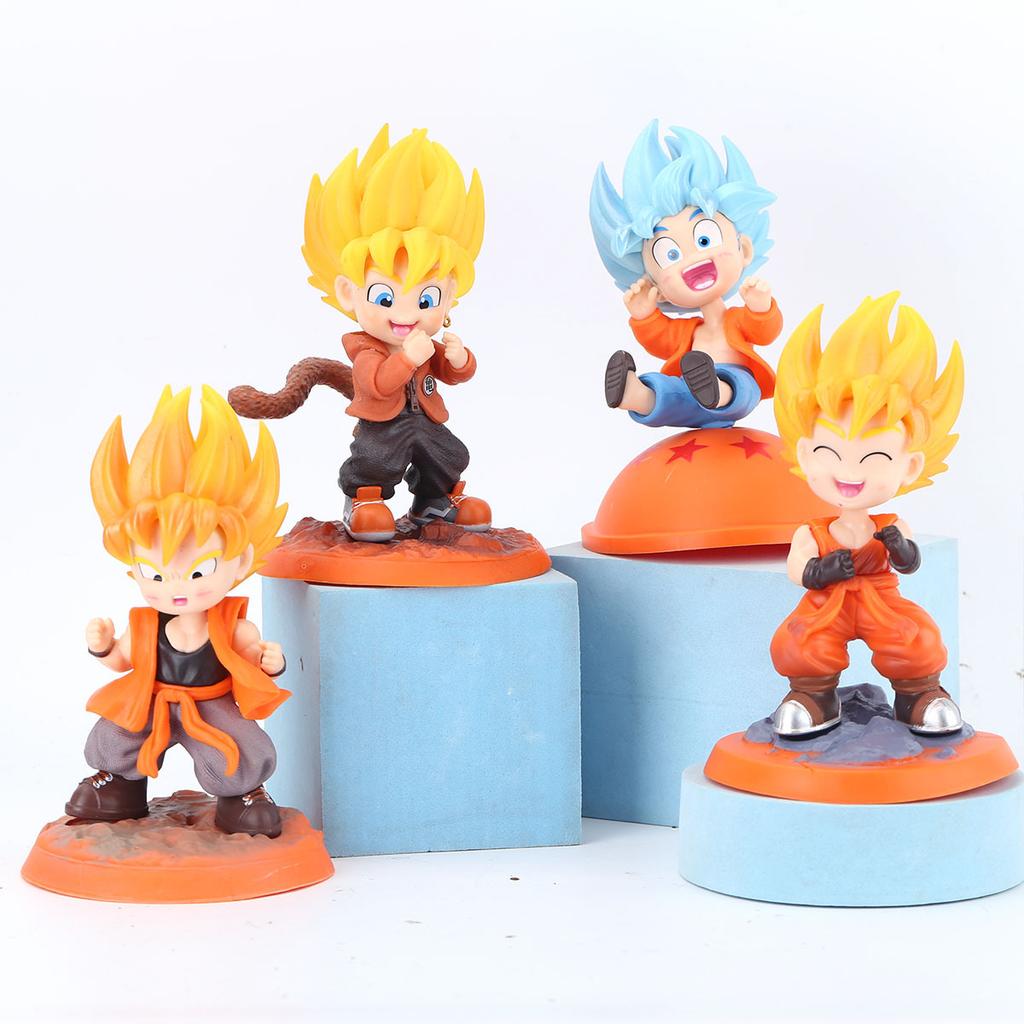Anime Dragon Ball Characters Goku Super Saiya Figure PVC Q Version Statue Anime Manga Figurine Collection Ornaments Model Toys