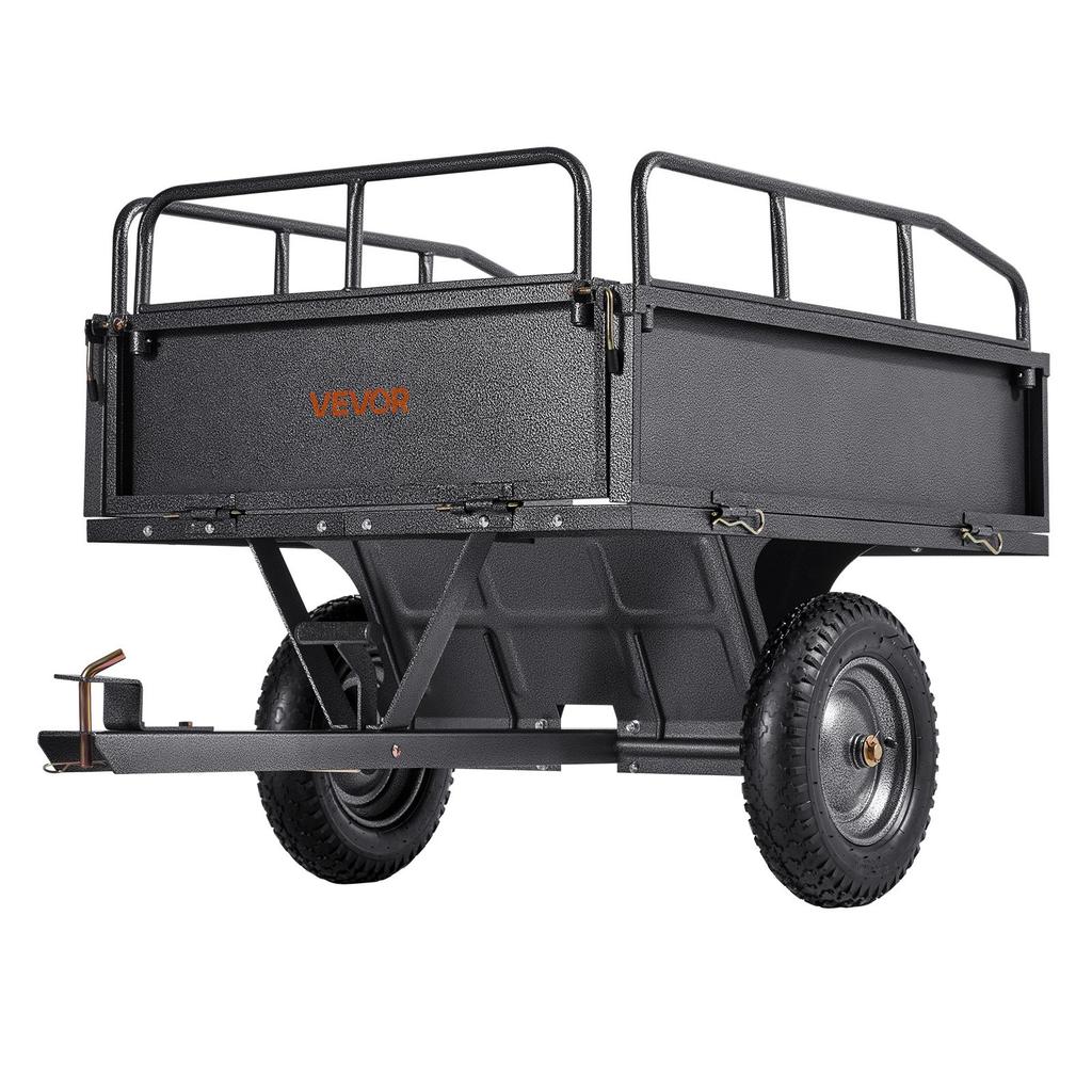 VEVOR Garden Utility Trailer, 10 Cu. Ft & 227 Kg Capacity, ATV UTV Hauling Trailer, Tow Behind Steel Dump Cart with 14" Tires
