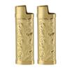 2Pcs Lighter Case Zinc Alloy Lighter Storage Container Floral Pattern for Outdoor Camping Hiking