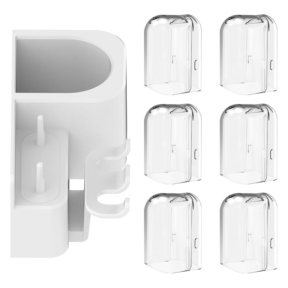 Wall Mounted Toothbrush Holder and 6 Pcs Reusable Toothbrush Head Covers, Compatible with Philips Sonicare Electric Toothbrushes