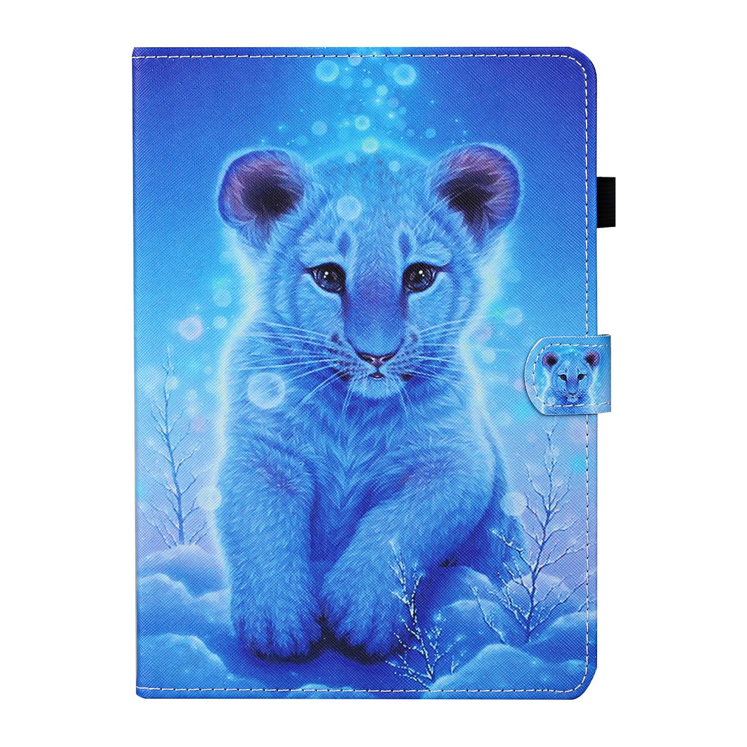 

For Samsung Galaxy Tab A8 10.5 (2021)/A8 10.5 (2022) X205/X200 Pattern Printing Card Slots Tablet Cover PU Leather Stand Case with Pen Holder Tiger
