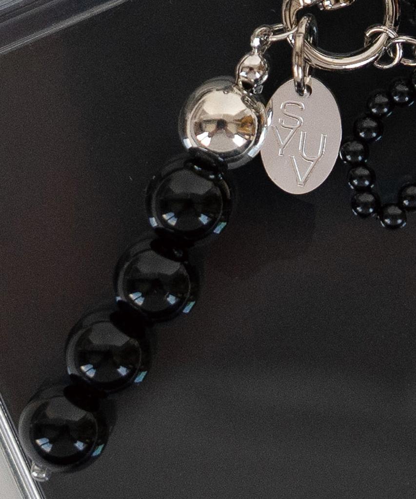 SUYV Mobile Phone Bead Keyring Modern Ribbon Black