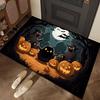 Halloween Themed Door Mat with Pumpkin Skull Reaper Pattern Non Slip Absorbent Outdoor Indoor Welcome Mat for Home Decor