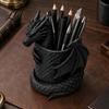 Cool Office Supplies 3D Printed Gothic Dragon Pen Holder, Coiled Figurine Stationery Cup, Desk Landscape Ornament Fantasy Organizer, Halloween