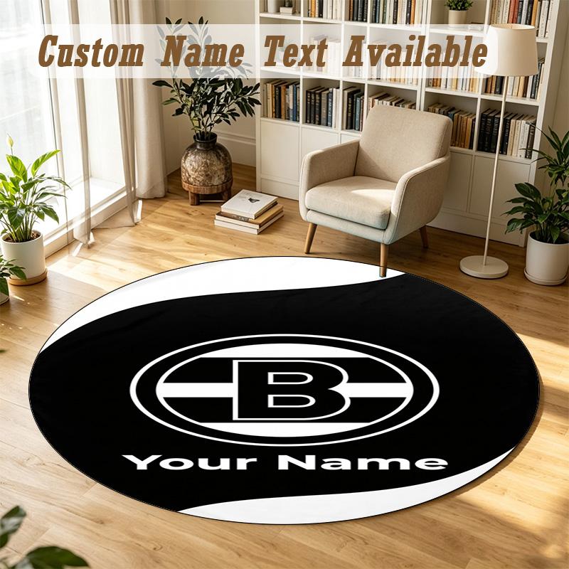 Round Rug Custom NameBorussia Mönchengladbach Pattern Non Slip Carpet Home Floor Decor