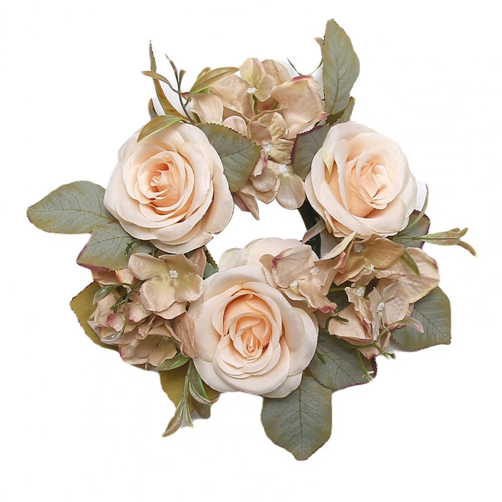 

Fake Flower Candle Ring Wreath Artificial Flower Candle Ring Artificial Rose Wreath Candle Ring Mini Faux Rose Weddings Decor шампанського