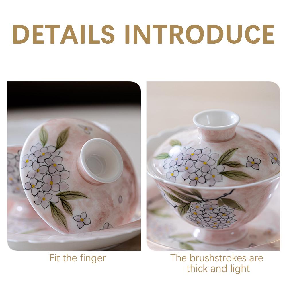 Ceramic Gai Wan Tea Set Retro Design Porcelain Mini Cups For Home Party