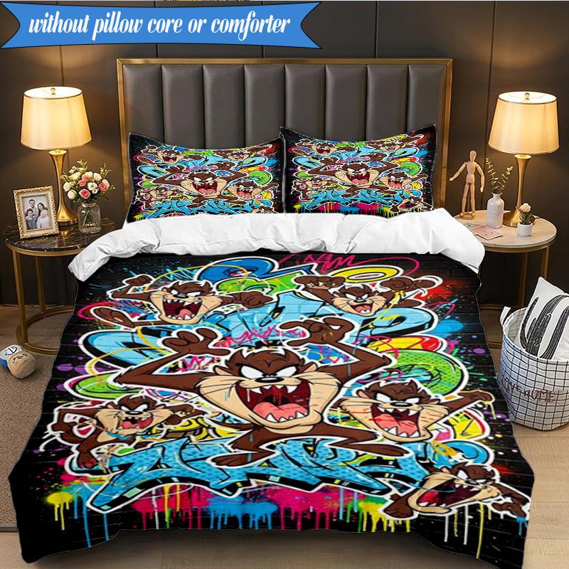 3PCS Tazma-nian Artwork Bedding Set,Including 1pc Duvet Cover And 2pcs Pillowcases Perfect for Bedroom, Dormitory, Fan Christmas gift