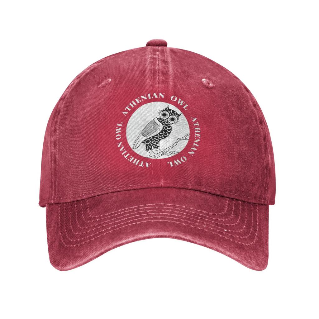 Niedliche Athener Eule Altgriechisch Unisex Damen Baseballkappe Tetradrachme Münze Used Denim Hut Vintage Outdoor Reise Weiche Sonnenschirmkappe