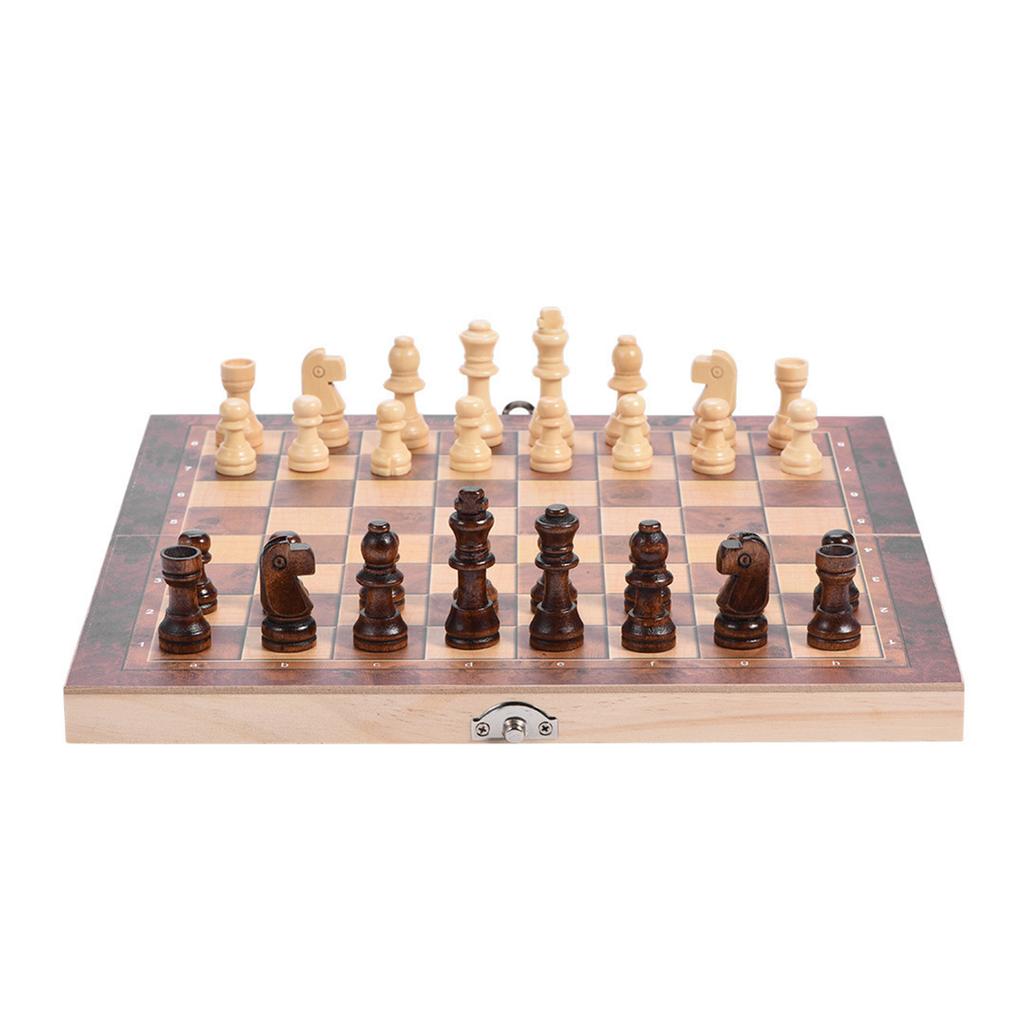 3in1 Portable Wooden Chessboard Folding Board Chess Game For Party Family Activities (29*29cm)