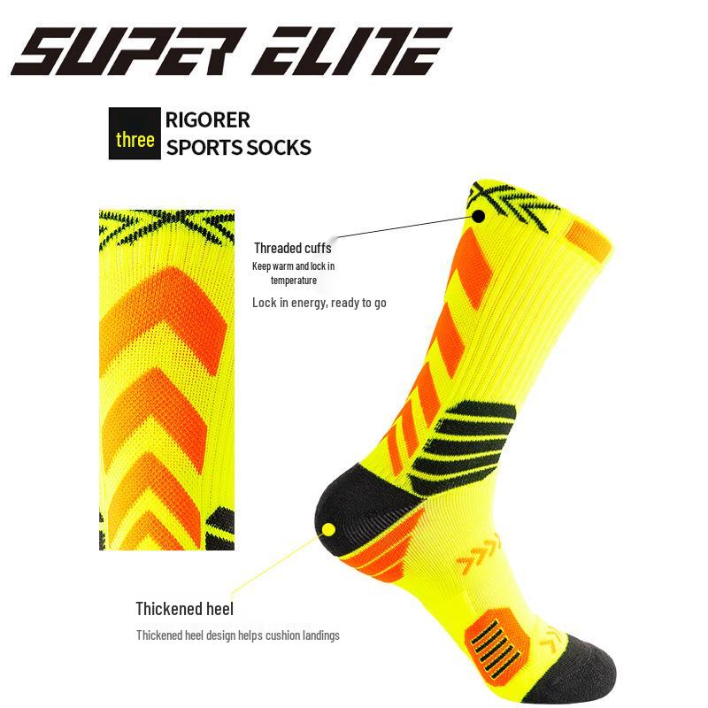 Men's Elite Trendy Colorblock Basketball Socks - Sweat-Absorbent, Breathable, Terry Bottom Sports Socks