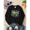 European sizes Colorful Butterfly Floral Art Girls' Fashionable Crewneck Sweatshirt, Western Top, Children's Long Sleeved Casual T-Shirt