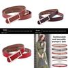 Leather Women Belt With Simple Smooth Buckle For Casual Pants And Office Wear