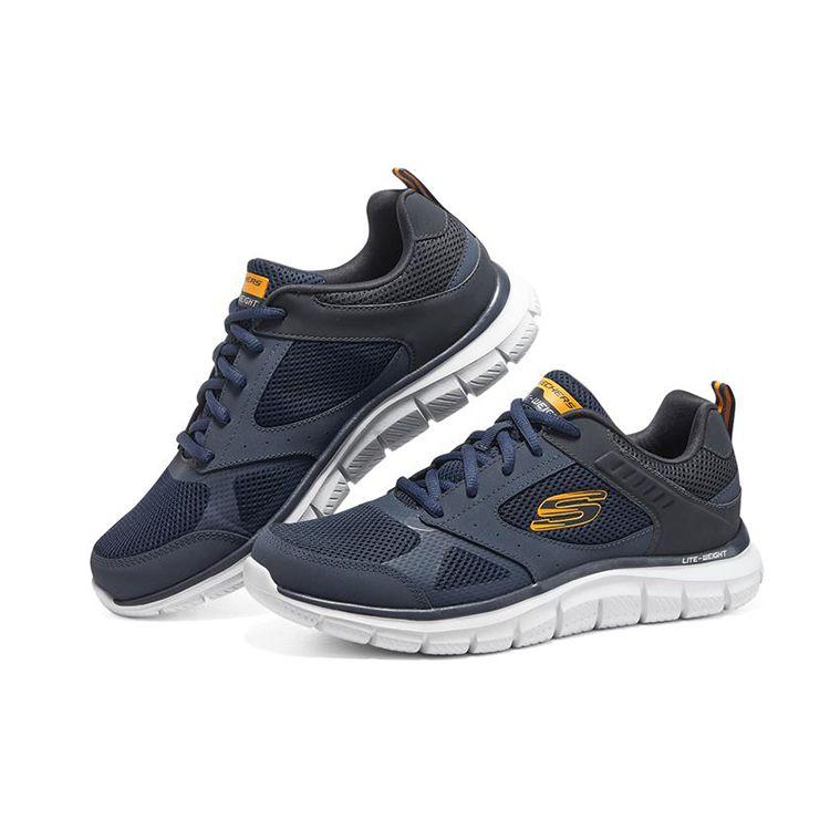 Skechers TRACK Men Navy Blue Low Top Casual Walking Shoes 232398-NVY