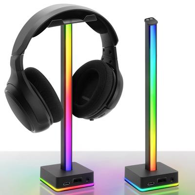 Tischständer für Kopfhörer USB LED Schreibtischlampe Headset-Ständer Einfache Montage Headset Tischaufbewahrungslösung PC-Schreibtisch Dekorative LED-Leuchte 50 Farbmodi