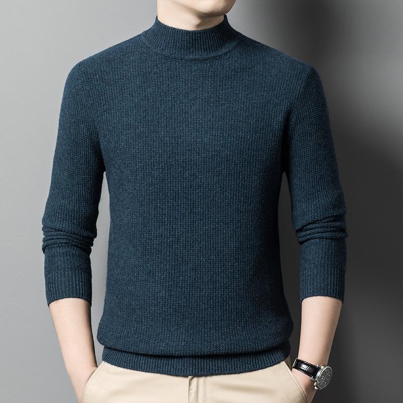 Pullover Herren Herbst und Winter Halbhochgeschlossener Wollpullover Business Freizeit Verdickter warmer Nadelpullover Bottoming Top