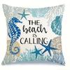 Sommer Meeresstrand Kissenbezug Meeresleben Muscheln Seesterne Seepferdchen Schildkröte Küsten Outdoor Dekorativ Tropisch Nautisch Sofa Zuhause
