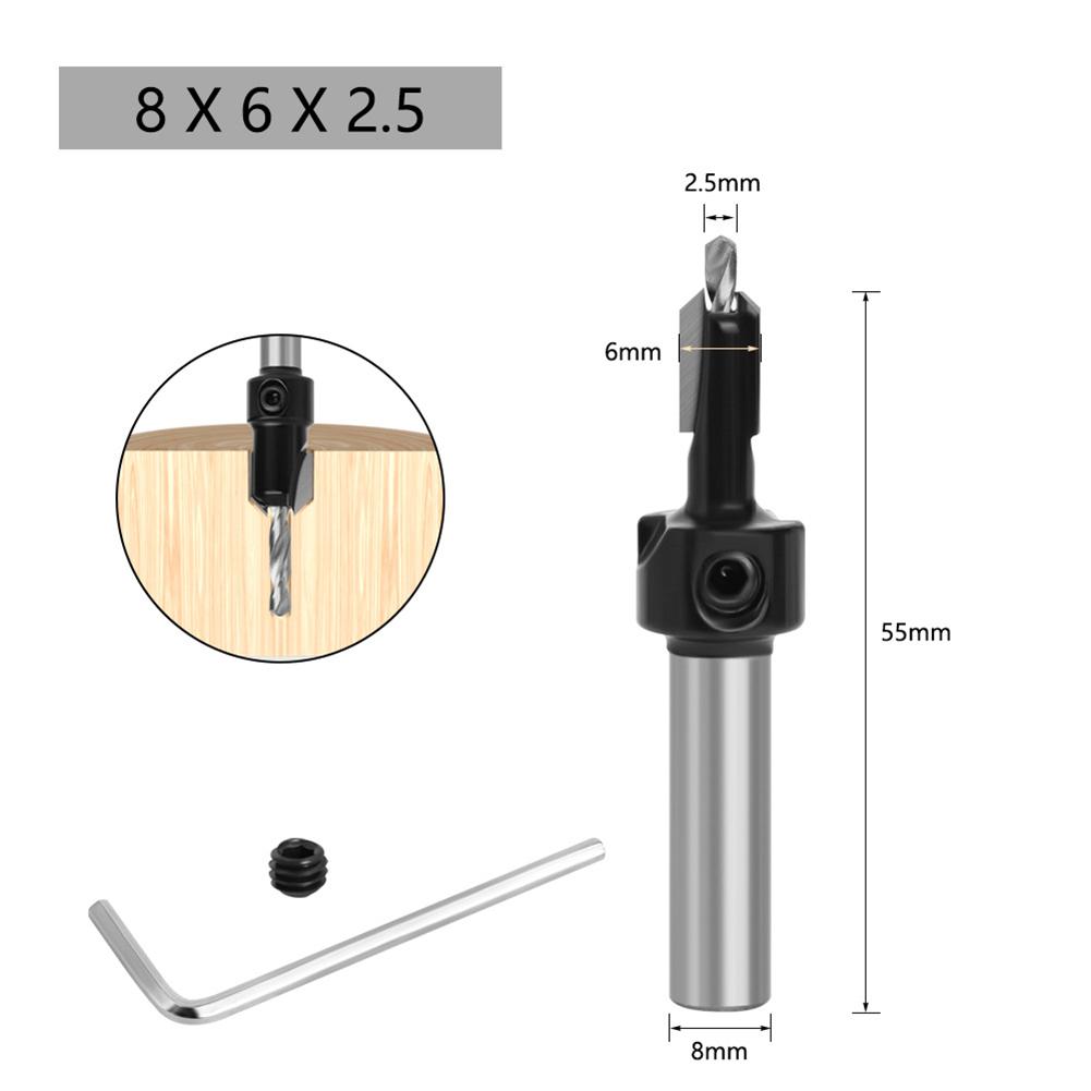 

8mm Shank HSS Countersink Router Bit for Woodworking with Wear Resistant Hard Alloy Blade and External Cooling Technology 8x8x4.2
