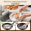 ABYN-6 Pack Bamboo Dish Brush & Sponge Set, Wooden Handle Kitchen Scrub Brushes, Multi-Purpose Dishwashing Cleaner