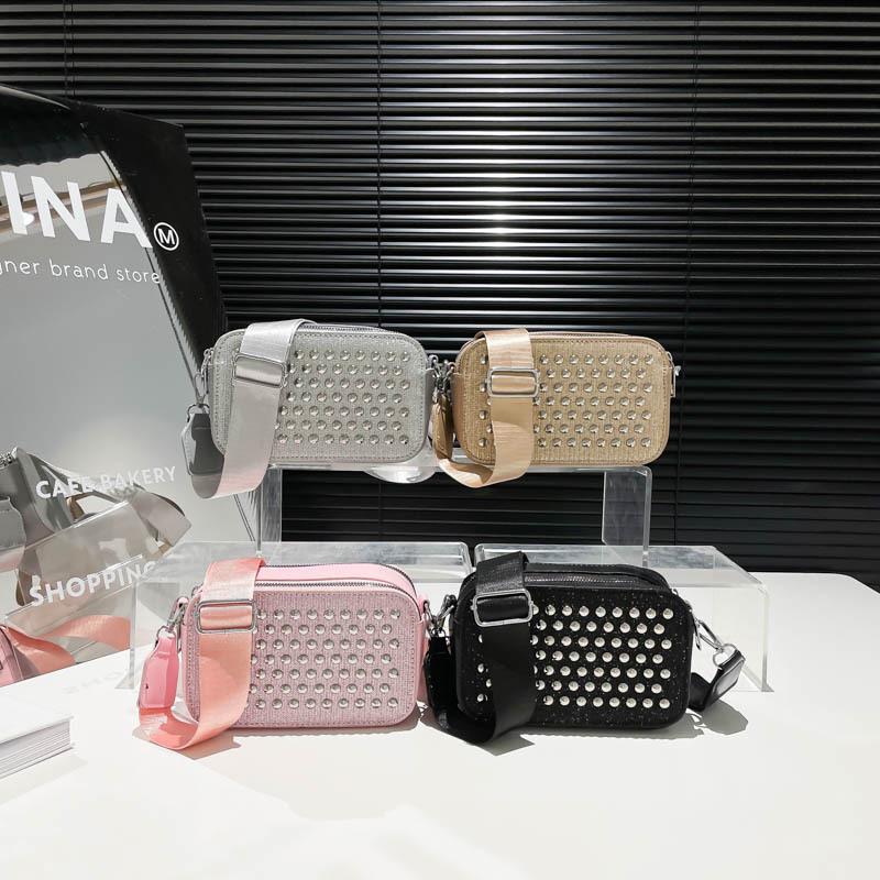 Diamond-encrusted Texture and Fashionable Temperament 2025 New Large-capacity Casual Broadband Single Shoulder Crossbody Small Square Bag Women