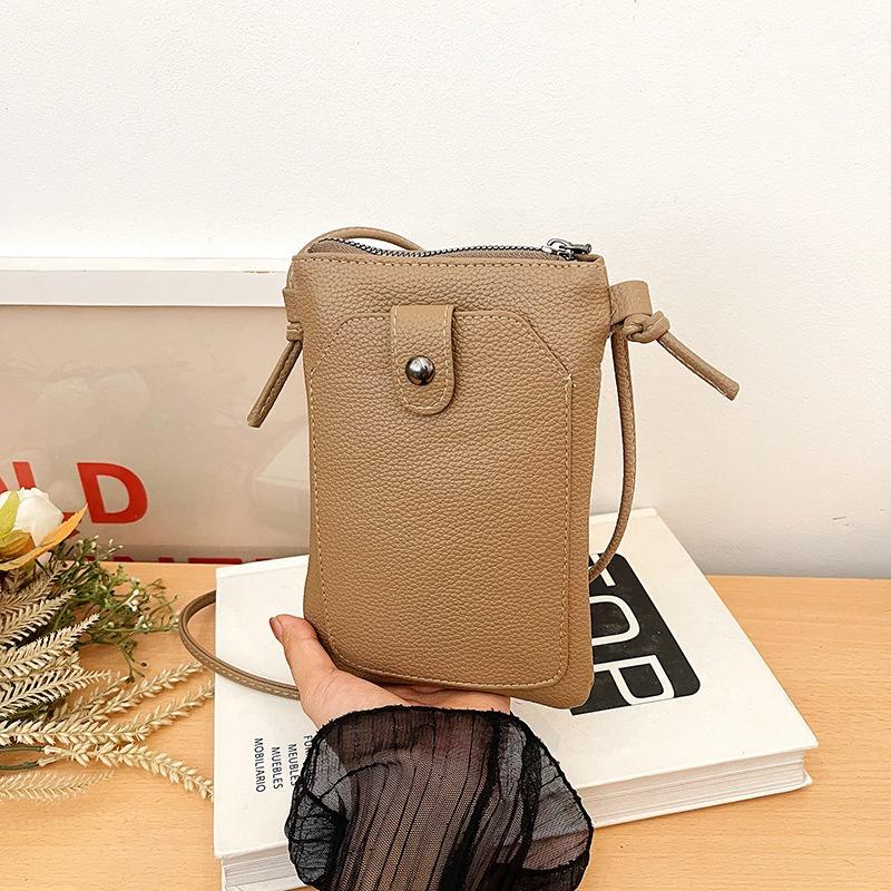 New High-end Texture Temperament Zipper Vertical Mobile Phone Bag Storage Bag Trendy Shoulder Messenger Bag Women