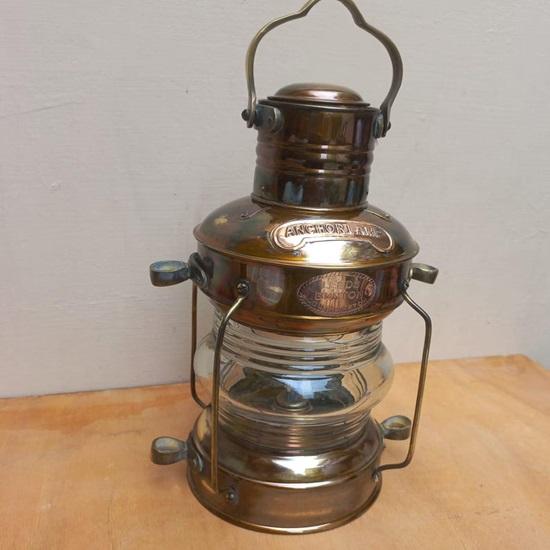 Nautical Anchor Oil Lamp  Brass Marine Ship Lantern Hanging Decor