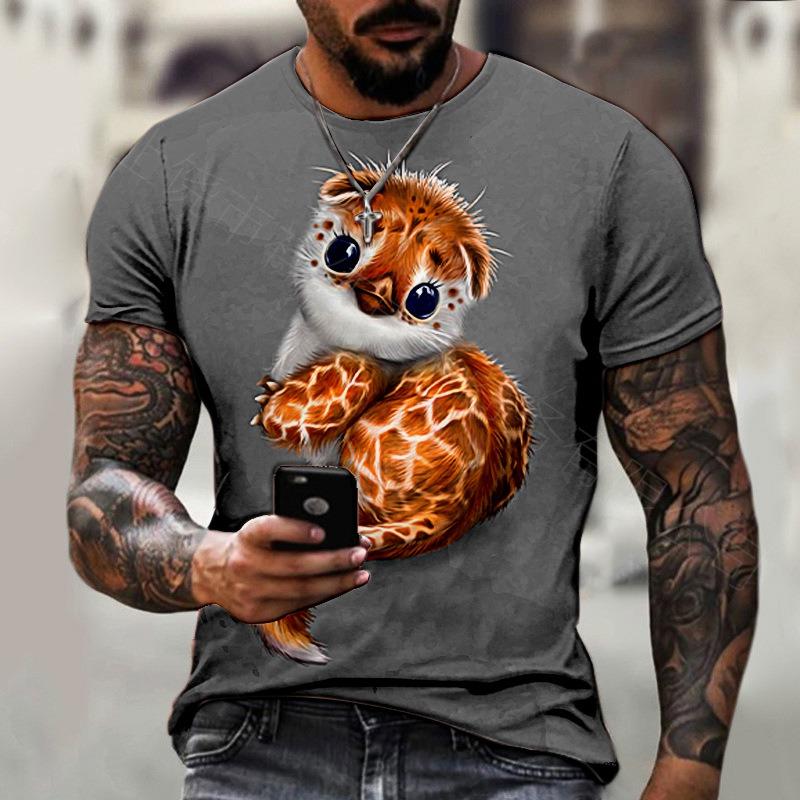 Funny Men's T Shirt Animal Graphic 3D Print Pullover Summer Casual Short Sleeve Tee Fashion Outdoor T-Shirt Male Oversized Clothing