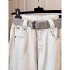 Women's Plus Size High Waist Retro Curved Leg Off-White Jeans – 2025 Style, Loose Fit, Banana Pants