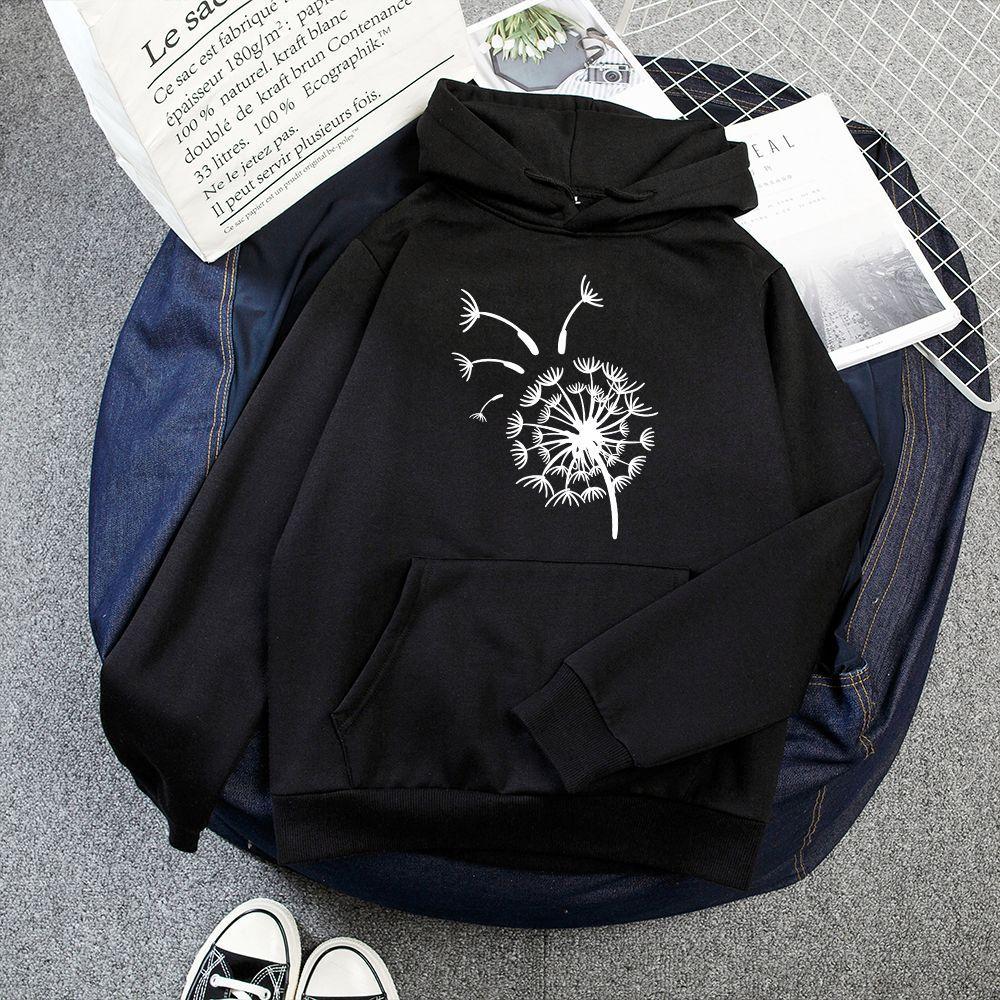 Hoodies & Sweatshirts Women's Loose Long Sleeve Hooded Fleece Dandelion Printed Sweater Women's