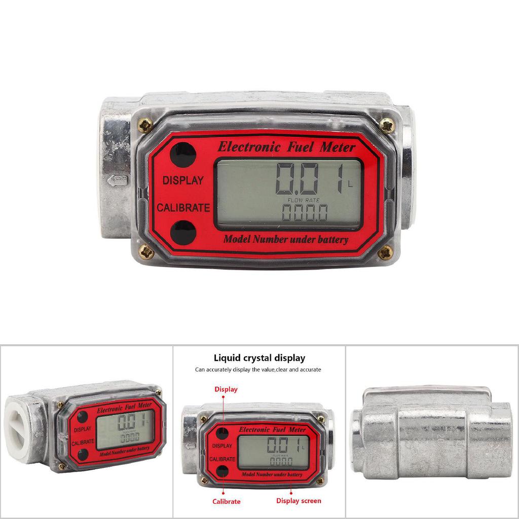 Mini Digital Turbine Flowmeter Diesel Fuel Flow Meter 10‑200L 1" NPT