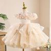 Girls' Formal Flower Girl Princess Dress with Sequined Puffy Skirt - Ideal for Piano Performances