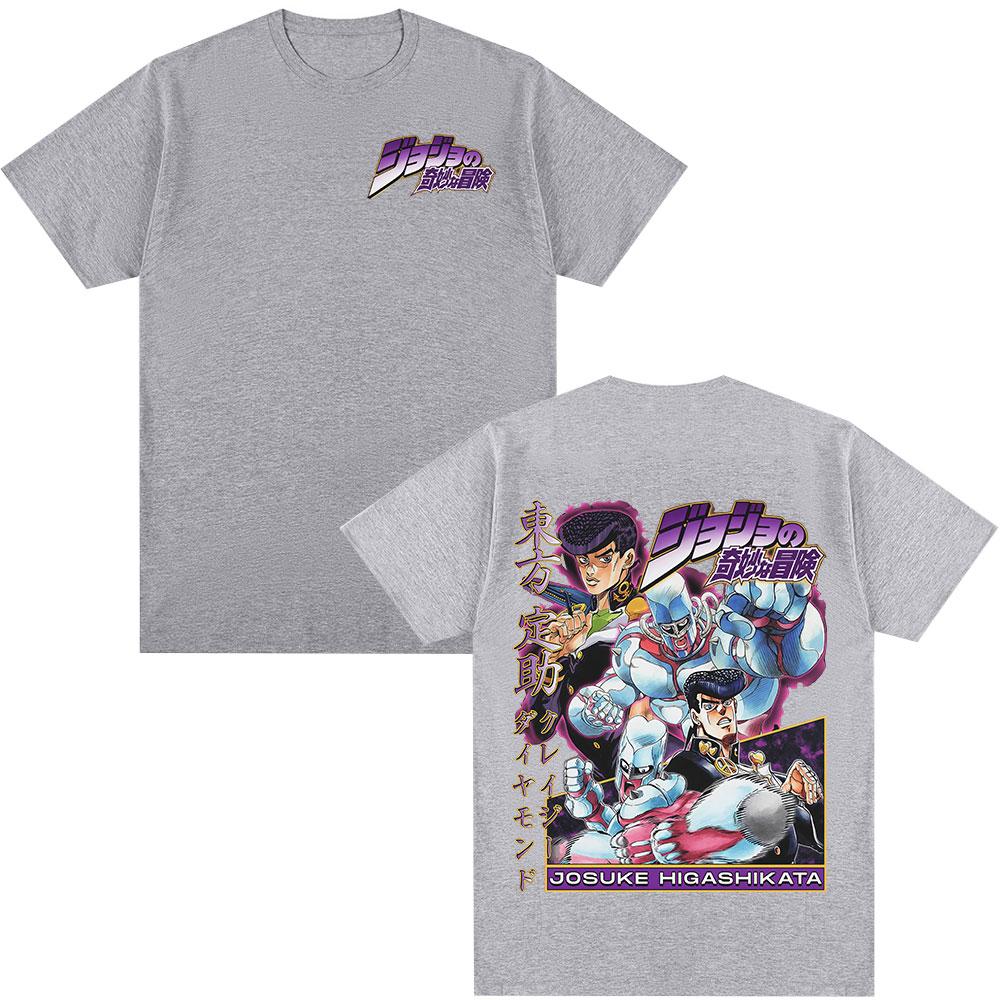 Anime JoJo Bizarre Adventure Josuke Higashikata Tshirts Mens Women Cotton Casual Oversized Short Sleeves T Shirt Streetwear