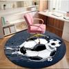 Soccer Ball Artwork Round Carpet Chair Cushion Round Entryway Rug, Soft Round Rugs for Living Room, Bedroom, Circle Carpet Decor Gifts