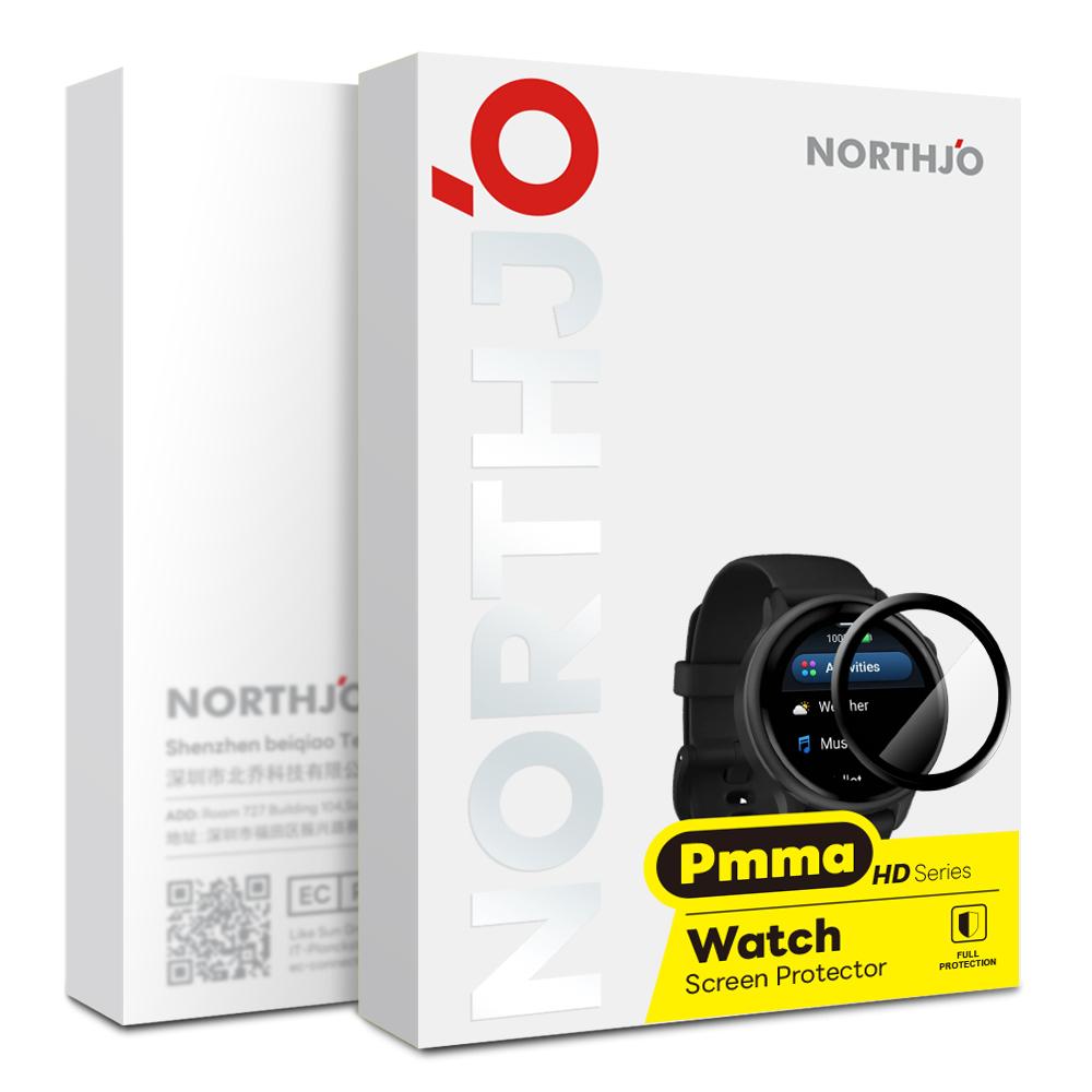NORTHJO For Garmin Vivoactive 6 Screen Protector PMMA Anti Scratch Black Edge Watch Film HD Clarity Abrasion Resistant