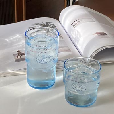Niche Original High Temperature Resistant Ice Blue Glass Coffee Cup, Design Sense Shell Method Romantic Water Cup Texture