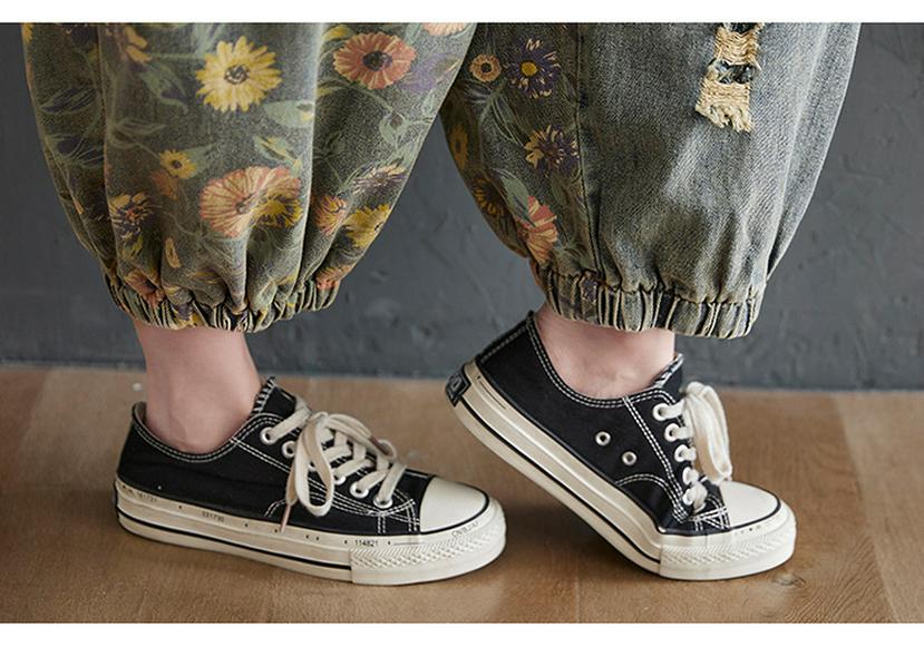 Women's Retro Nostalgic Denim Ripped Overalls - Spring/Summer Loose Lantern Jumpsuit