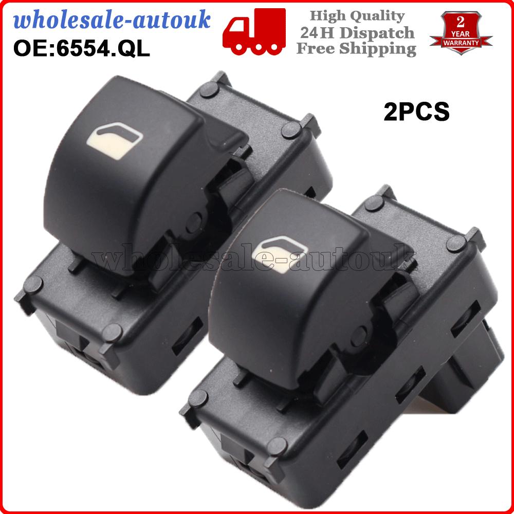 2PCS For Peugeot Partner 2008-2015 Window Control Switch 4 Pin 6554.QL / 6490.HQ