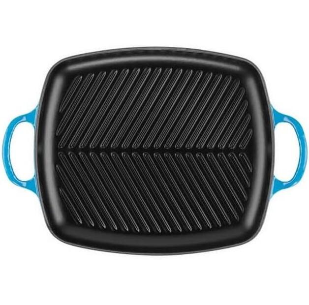 Чугунная сковорода-гриль овальная Le Creuset Signature 30x27 см, лазурная (20201302200422)