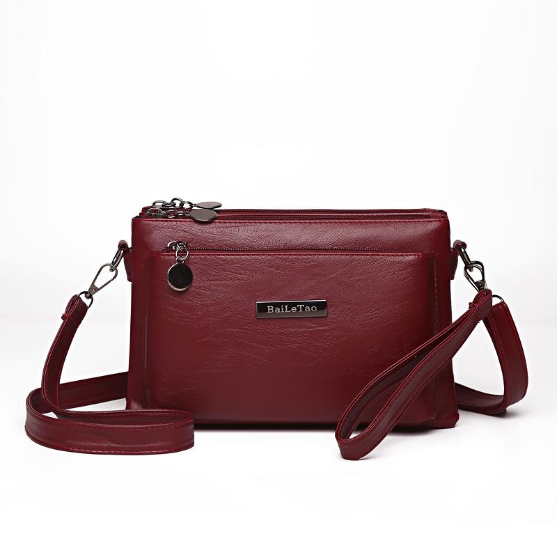 Middle-aged Mother Bag Female PU Messenger Bag Multi-layer Shoulder Bag