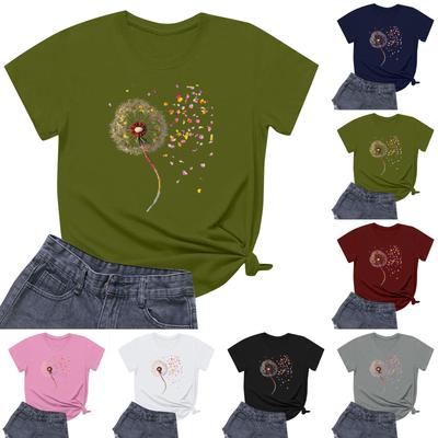 Women's Round Neck Casual Printed Short-sleeved T-shirt Top