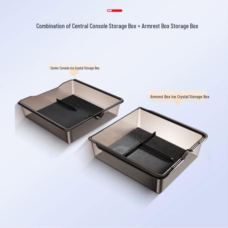 Transparent Armrest Storage Box for Tesla Model Y/3 Six-Seater Central Console