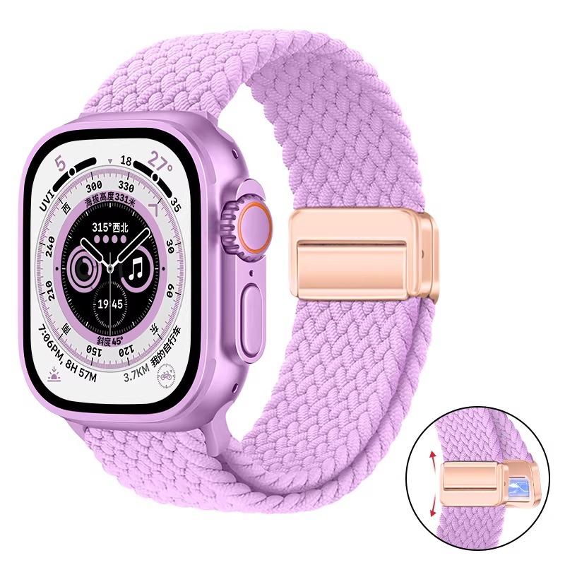 Geflochtenes Nylon-Schlaufband für Apple Watch Ultra 3 2 49mm 11 10 46mm 42mm 9 8 7 45/41mm Magnetisches Armband iWatch 6 5 SE 44/40mm Correa